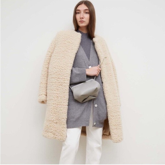 Mansur Gavriel Bag Mini Bloom Tumbled Leather Pouch Crossbody Stone NWOT - Picture 10 of 10